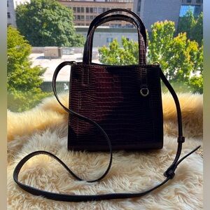 EUC Burgundy Embossed Leather & Purple Suede Crossbody Handbag - Banana Rebublic